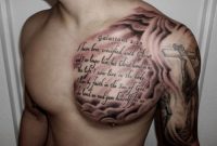 Religious Chest Tattoo Designs With Quotes Chest Tattoo Designs Men for size 500 X 429