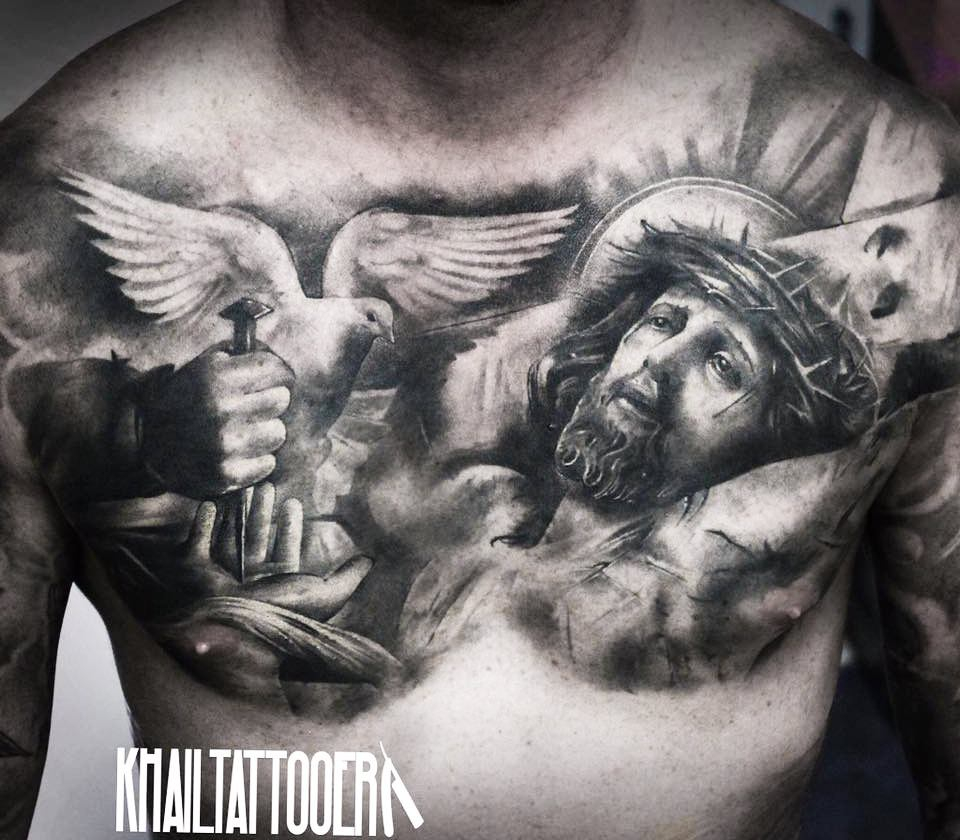 Religious Chest Tattoo Khail Tattooer Photo 16624 for proportions 960 X 840