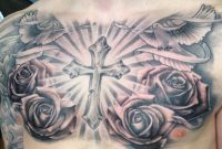 Religious Tattoo Chest Piece Black And Grey Roses And Doves O intended for proportions 960 X 960