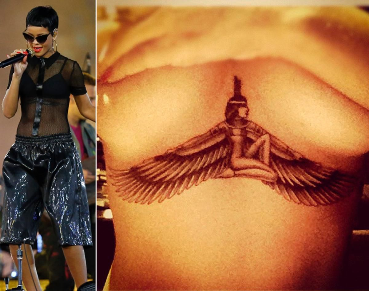 Rihanna Photos Celebrity Tattoos Tattoos Goddess Tattoo regarding proportions 1200 X 945