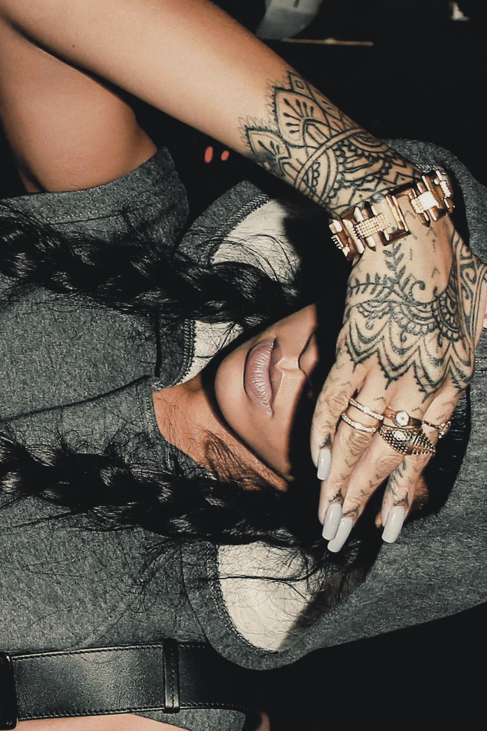Rihanna Skin Tone When Raised 4 Maybe Henna And Spine Tattoo Only intended for dimensions 1000 X 1500