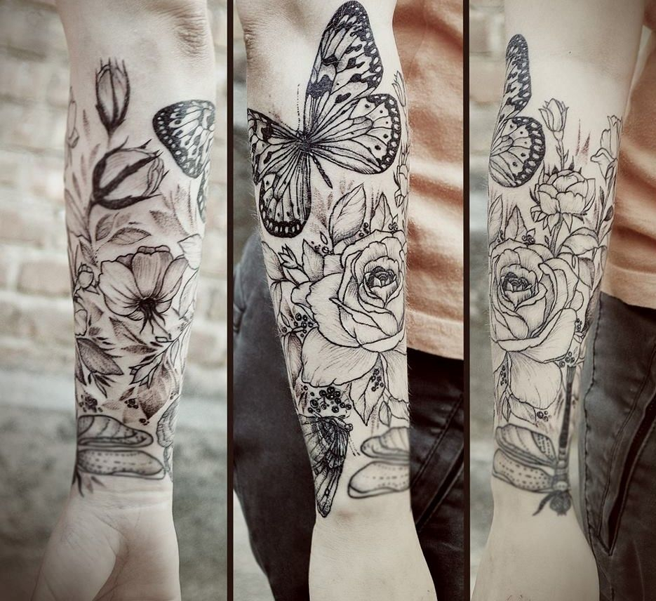 Rose And Butterfly Tattoo Diana Severinenko Design Of Tattoos inside proportions 935 X 856