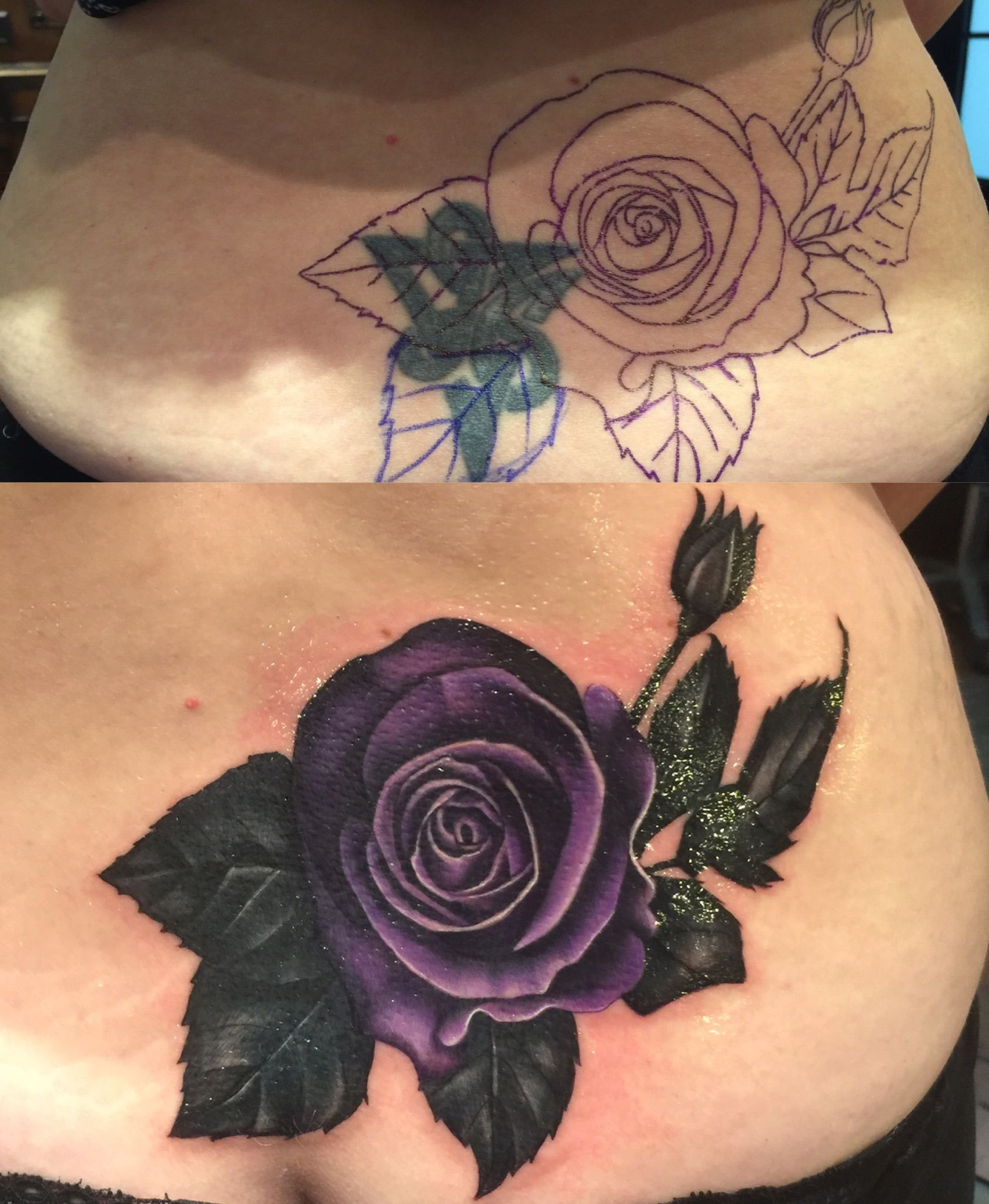 Rose Cover Up Tattoo Tattoo Cover Tattoo Purple Rose Tattoos with dimensions 1682 X 2048