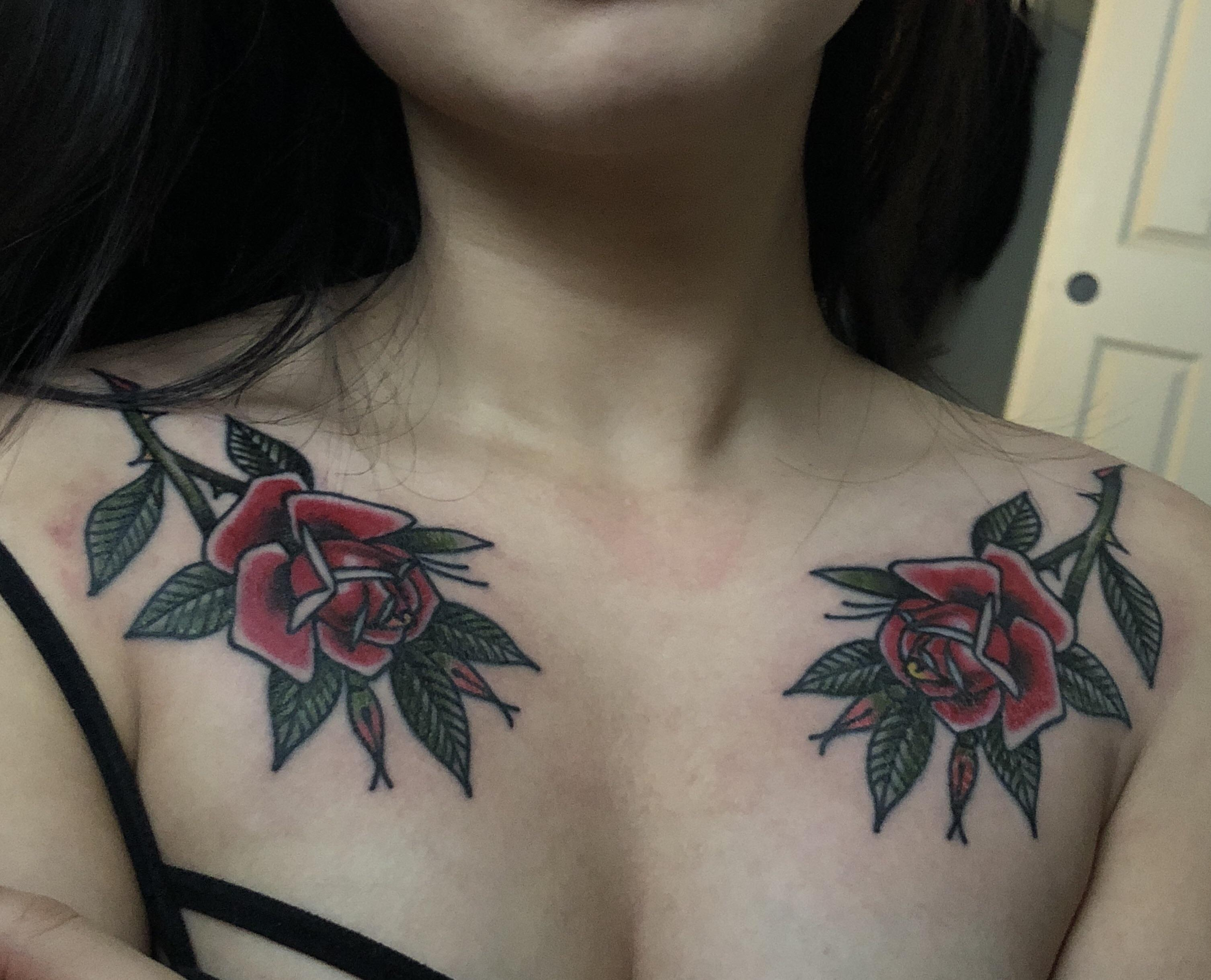 Roses On My Chest Done Gary Royal At Idle Hand Tattoo In San in sizing 3013 X 2438