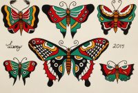 Sailor Jerry Inspired Butterflies Tattooflash Traditionaltattoo in sizing 1080 X 1080