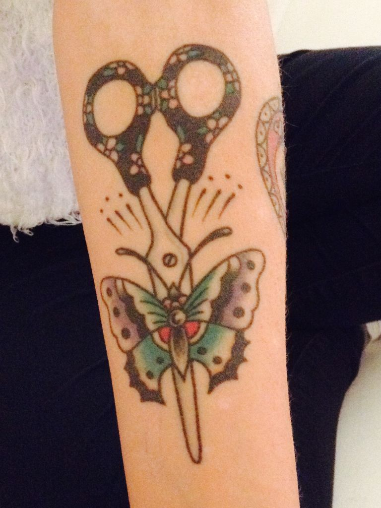 Scissors And Butterfly Tattoo Scissors Butterfly Oldschool pertaining to measurements 768 X 1024