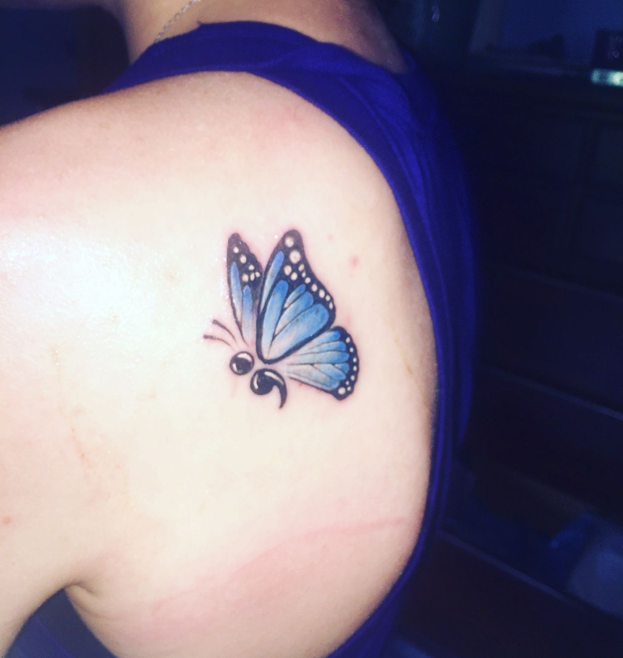 Semicolon Butterfly Tattoo Photos Semicolon Tattoo Tattoos intended for measurements 1264 X 1334