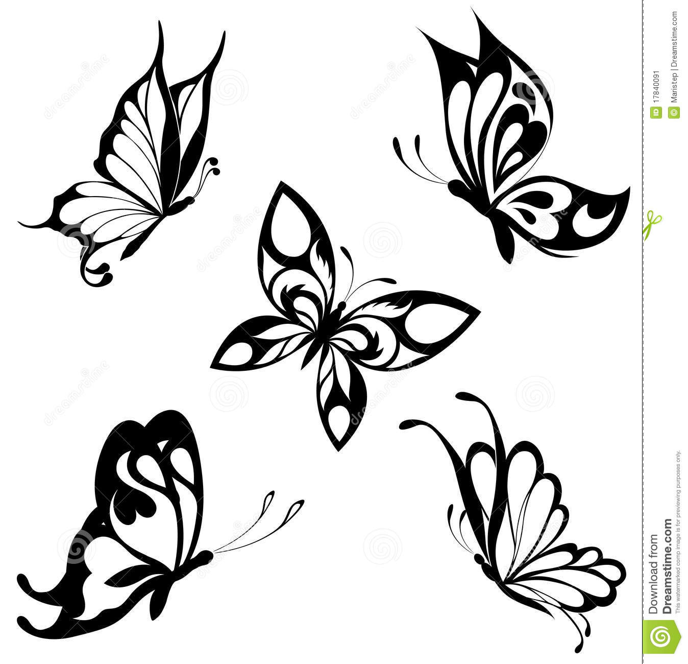 Set Black White Butterflies Of A Tattoo Stock Vector Illustration for size 1348 X 1300