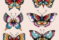 Set Of Old School Tattoo Art Butterflies For Design And Decoration for measurements 1300 X 1300