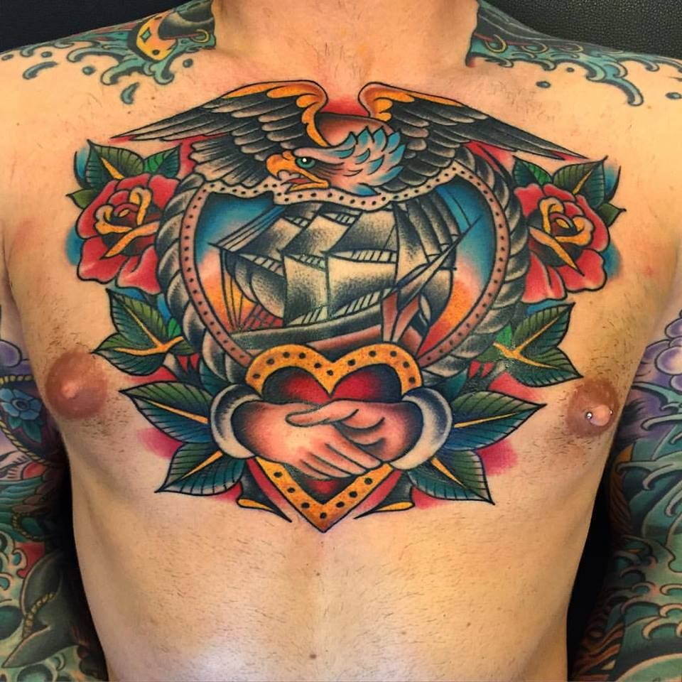 Ship Sea Eagle Chest Tattoo intended for sizing 960 X 960