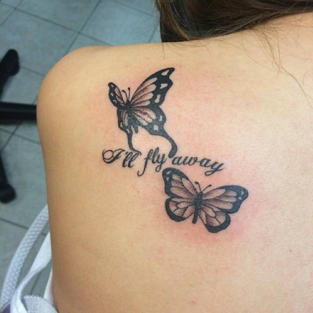 Shoulder Blade Tattoo Of Two Butterflies Together With intended for sizing 1000 X 1000