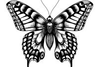 Silhouette Of Butterfly Black And White Tattoo Vector Image with regard to size 1000 X 1080