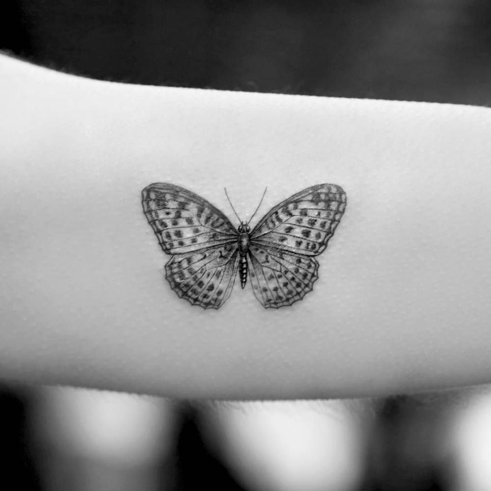 Single Needle Butterfly Tattoo On The Left Inner Arm Tatts pertaining to size 1000 X 1000