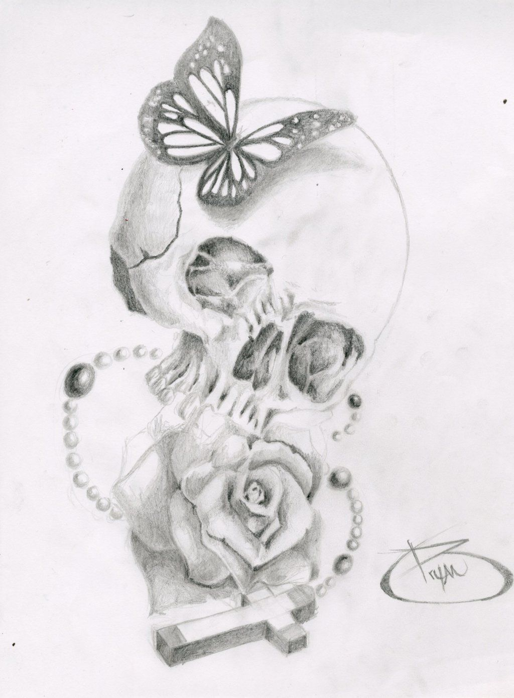 Skull Butterfly Rose Cross Bryanchalasdeviantart On for sizing 1024 X 1390