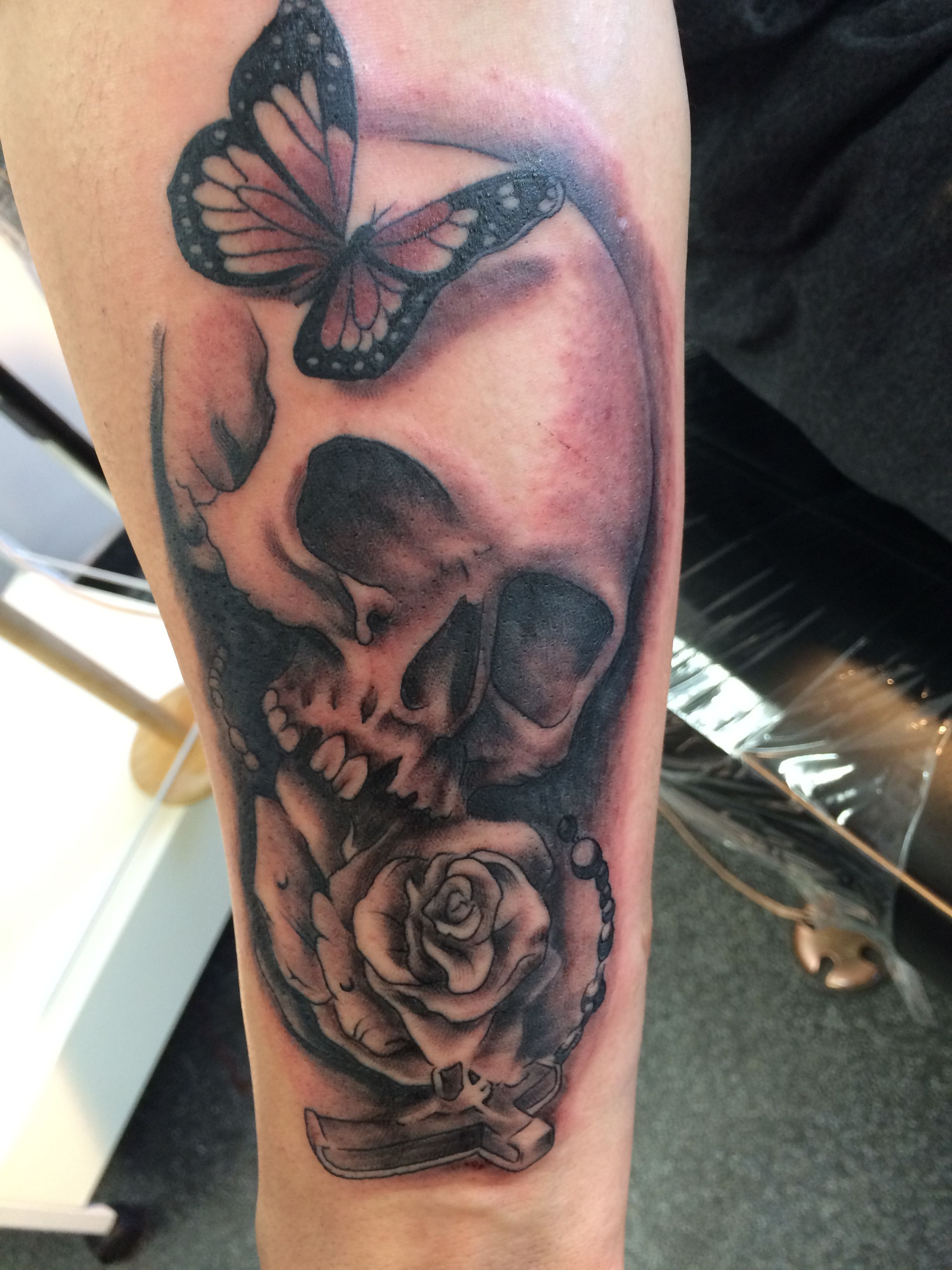 Skull Butterfly Rose Tattoo Primalpiercingandtattooconz inside measurements 2448 X 3264