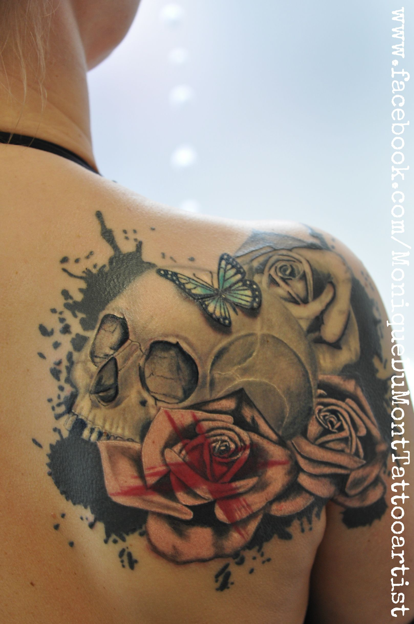Skull Butterfly Roses Tattoo Tattoos Tattoos Rose Tattoos Skull within dimensions 1617 X 2434