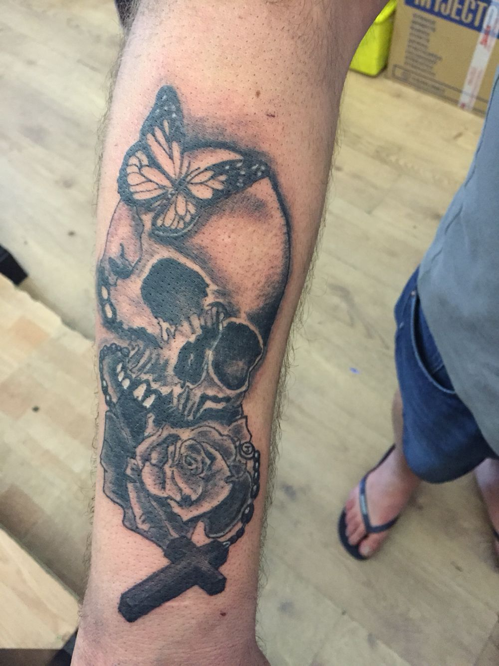 Skull Rose And Butterfly Tattoo Black And Grey Tattoo In Essex intended for dimensions 1000 X 1334