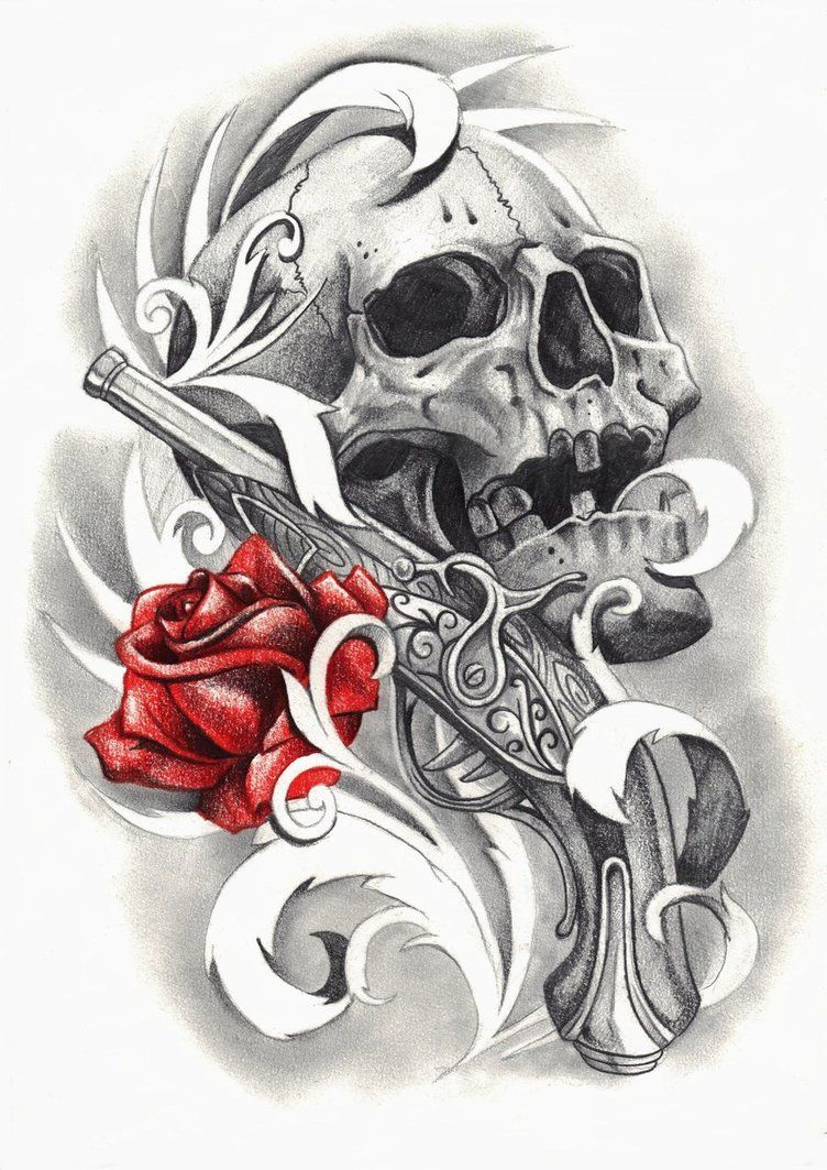 Skull Rose Flintlock Filigree Drawn From Another Design Which Was in proportions 752 X 1063