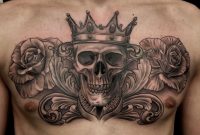 Skull With Crown Tattoo Roses Tattoo Chest Piece Chest Tattoo intended for measurements 1080 X 950