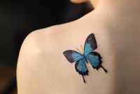 Small Blue Butterfly Tattoo On The Left Shoulder Blade in measurements 1000 X 1000