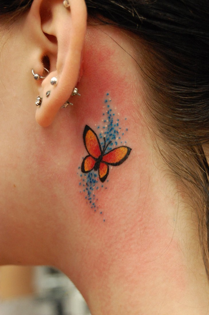 Small Butterfly Tattoo Behind Ear Tattooimagesbiz intended for proportions 729 X 1097