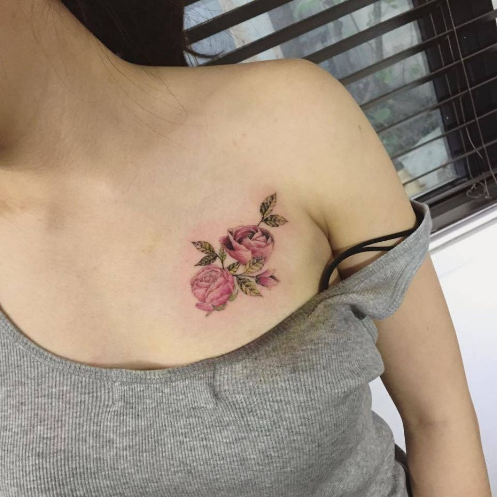 Small Female Chest Tattoos Rose Tattoo On The Chest Tattoo Artist regarding size 1024 X 1024