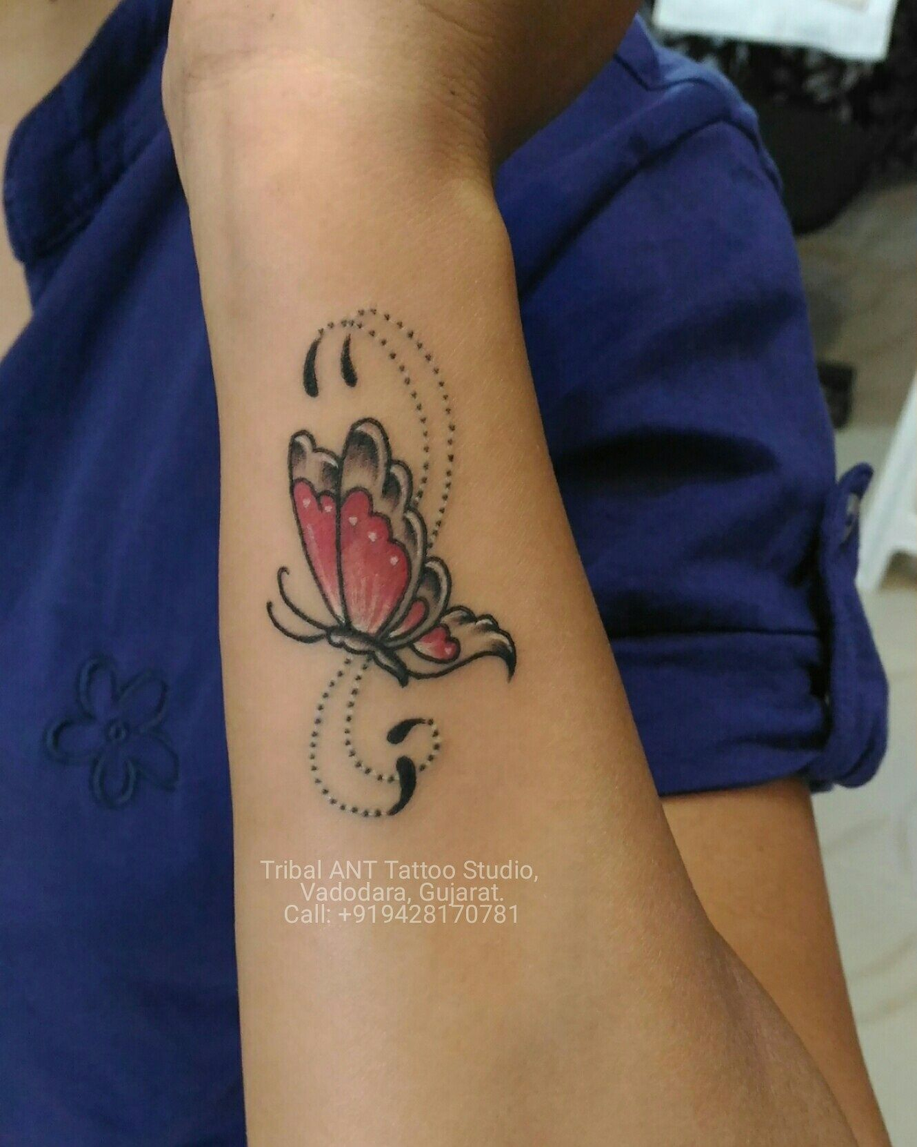 Small One Butterfly Color Tattoo Butterflytattoo Girltattoo with size 1330 X 1662