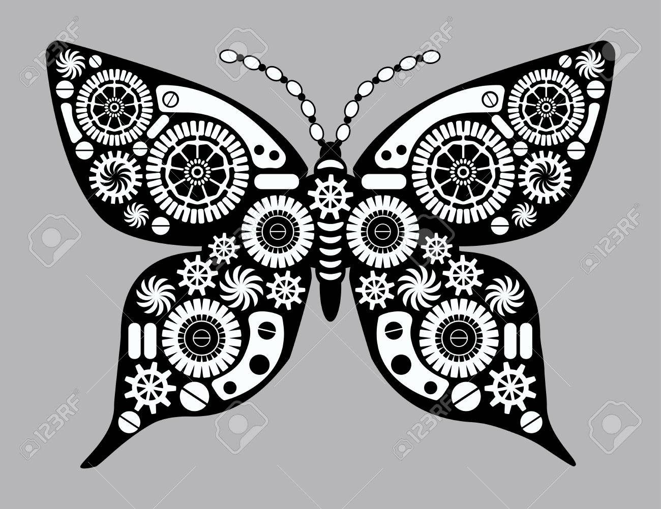 Steampunk Butterfly Fantastic Insect In Vintage Style For Tattoo within size 1300 X 1002