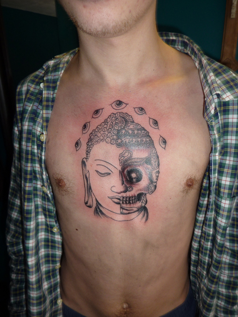 Sugar Skull Buddhist Tattoo On Chest Tattoos Book 65000 Tattoos for sizing 800 X 1065