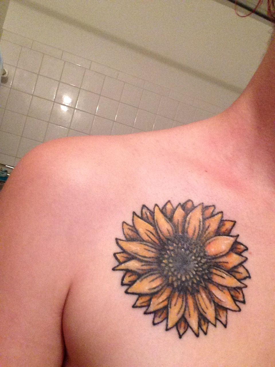 Sunflower On My Chest My Tattoos Sunflower Tattoos Tattoos within dimensions 960 X 1280