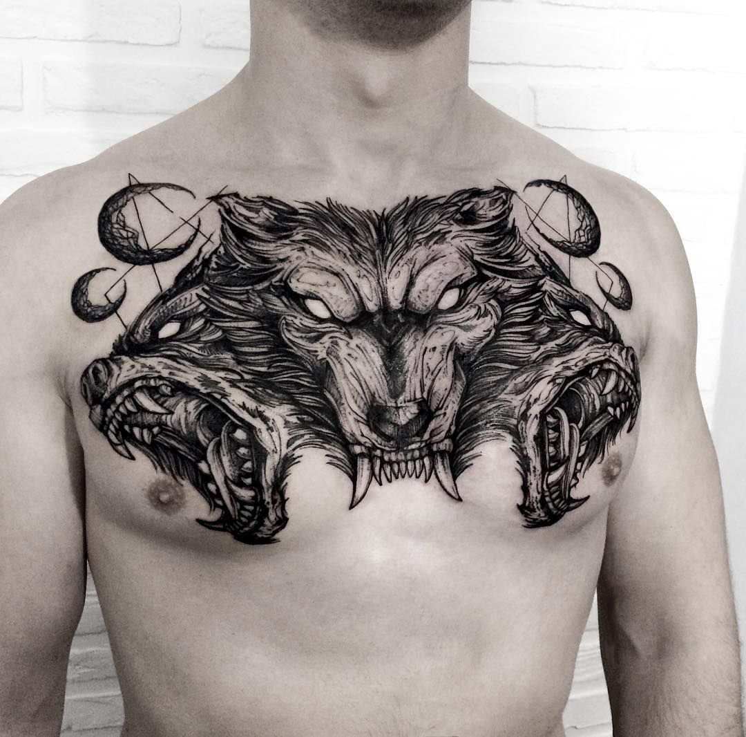 Super Mad Chest Piece Tattoos On Men Chest Tattoo Wolf Wolf with size 1080 X 1066