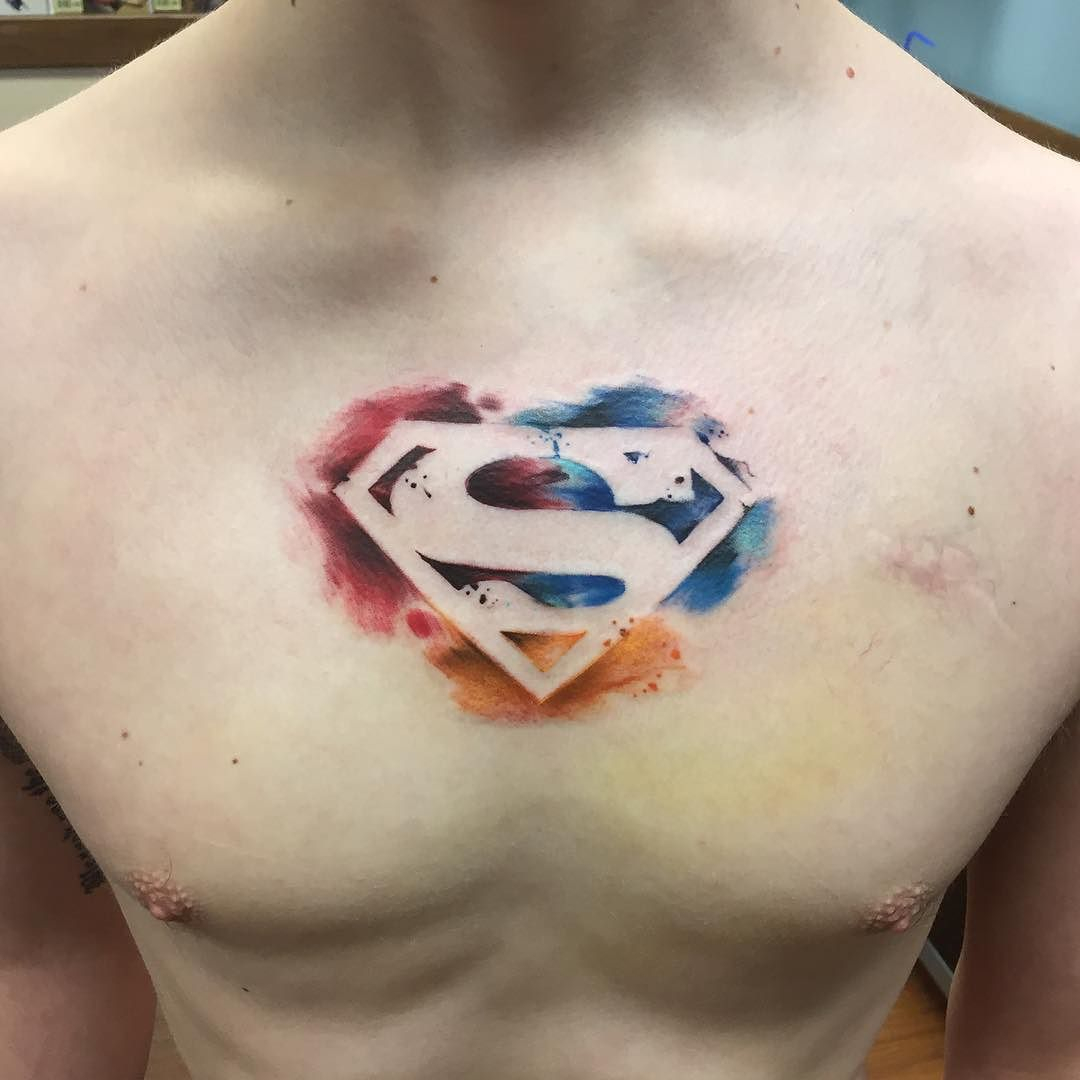 Superman Water Color Tattoo Superman Tattoos Superman Tattoos intended for sizing 1080 X 1080