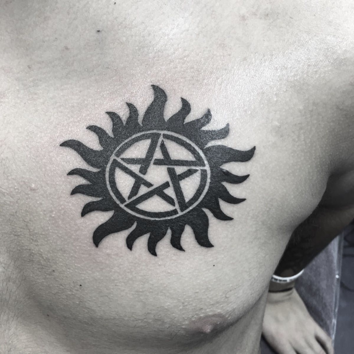 Supernatural Chest Tattoo X Supernatural Popculture Chesttattoo throughout proportions 1200 X 1200