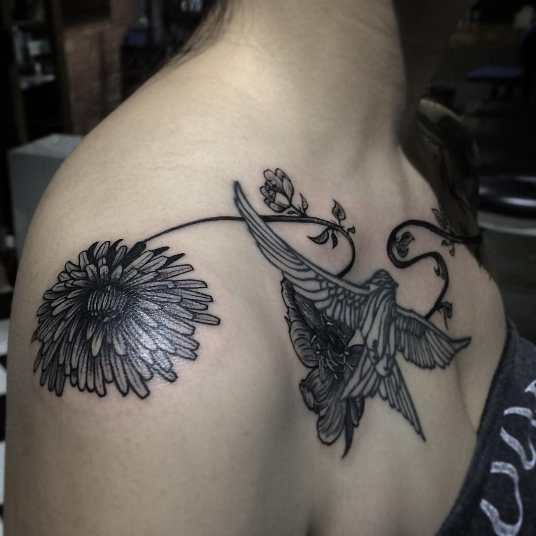 Swallow On Chest And Flower On Shoulder Tattoo Best Tattoo Ideas for sizing 1080 X 1080