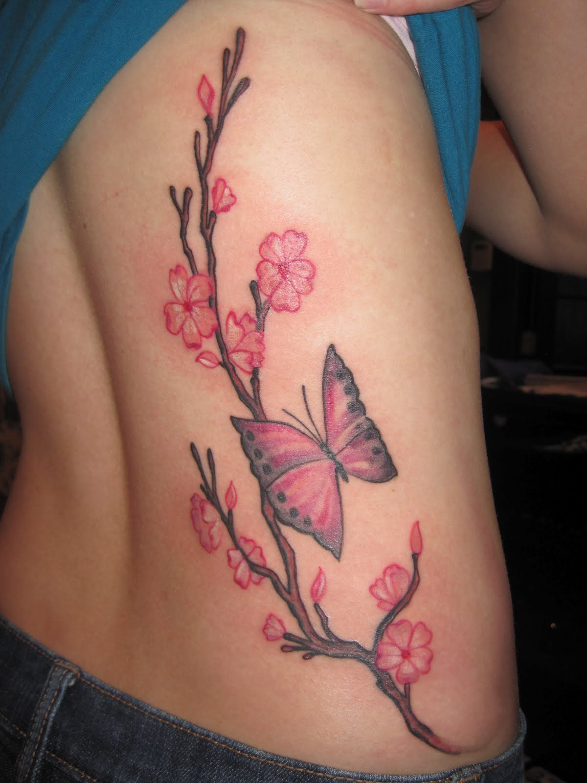 Tate Deans Tattoo Portfolio Cherry Blossoms And Butterfly within measurements 1200 X 1600