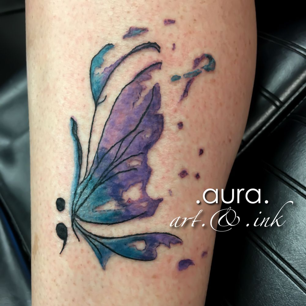 Tattered Butterfly Tattoo With Her Fiancs Ashes In The Black Ink with sizing 1000 X 1000