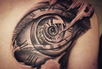 Tattoo Black And Gray Chest Clock Eye Riped Skin Tattoo regarding measurements 2576 X 1931