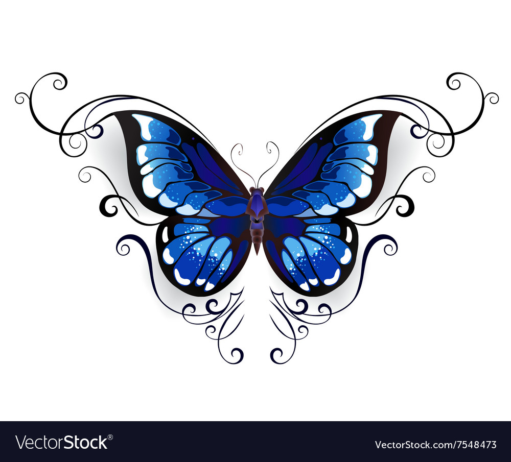 Tattoo Blue Butterfly Royalty Free Vector Image with proportions 1000 X 905