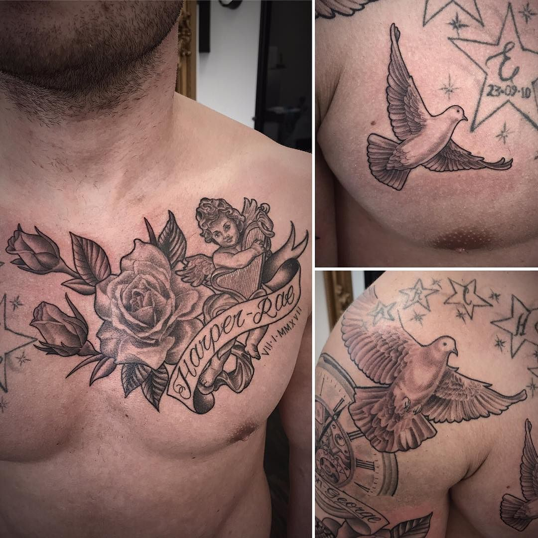 Tattoo Chest Cherub Half Healed Doves Rose Filling Gaps On This for sizing 1080 X 1080
