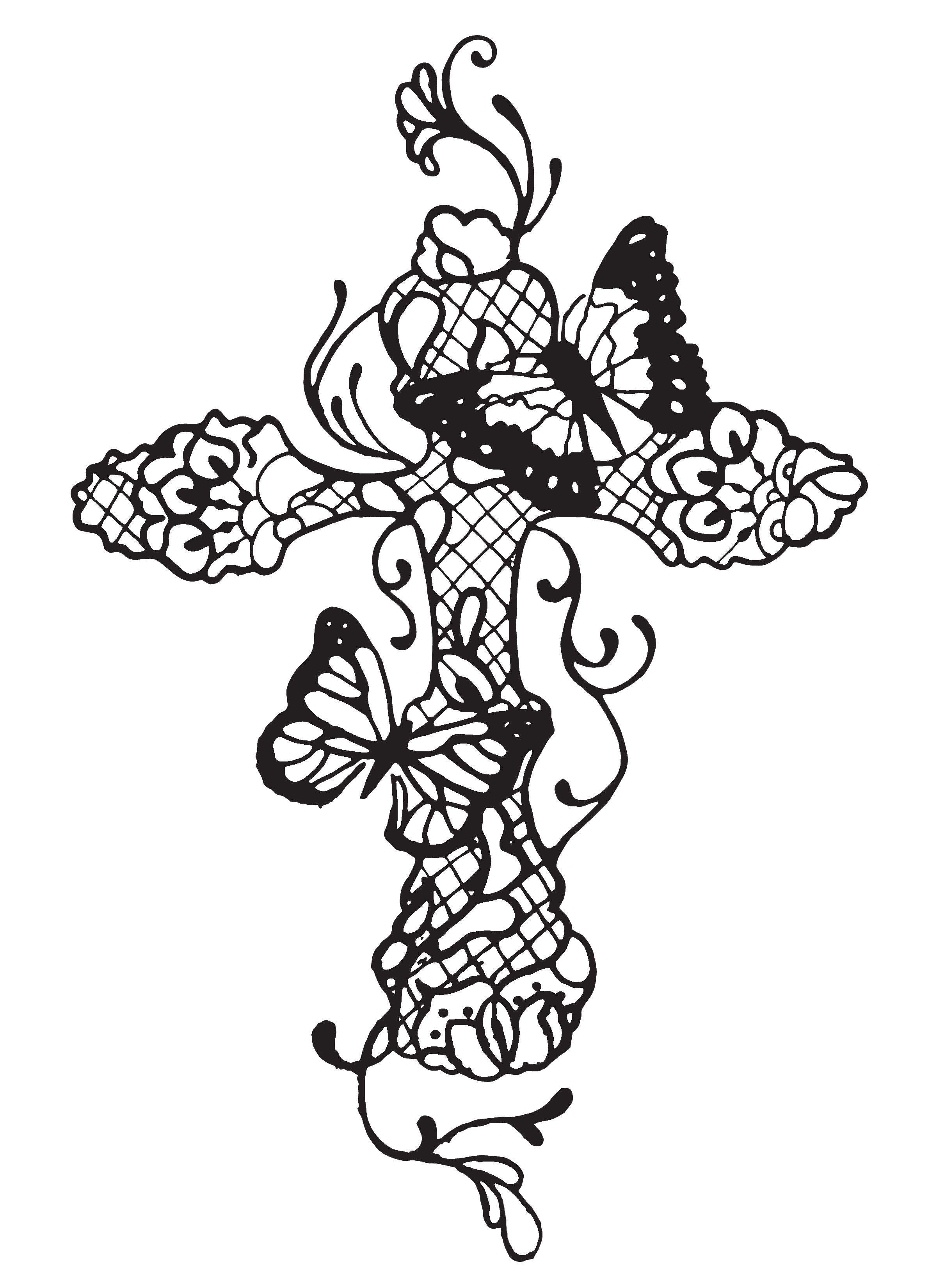 Tattoo Concept Butterflies Cross Lace Cross Modern Art intended for size 2401 X 3300