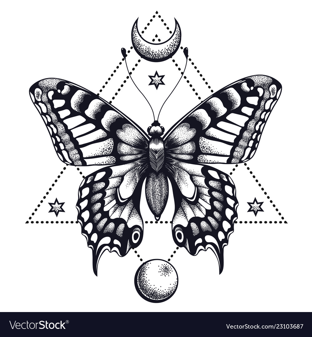 Tattoo Design Butterfly Mystical Symbol Of Soul Vector Image with proportions 1000 X 1080