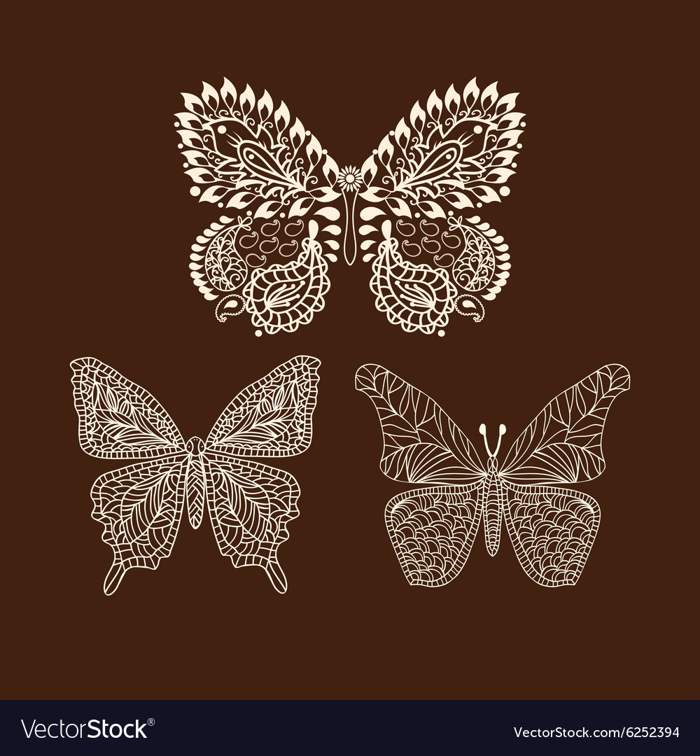 Tattoo Doodle Henna Butterflies Royalty Free Vector Image for proportions 1000 X 1080