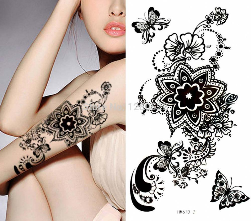 Temporary Tattoo Henna Butterfly Flower Tattoos Sticker Tatuagem regarding proportions 1000 X 883