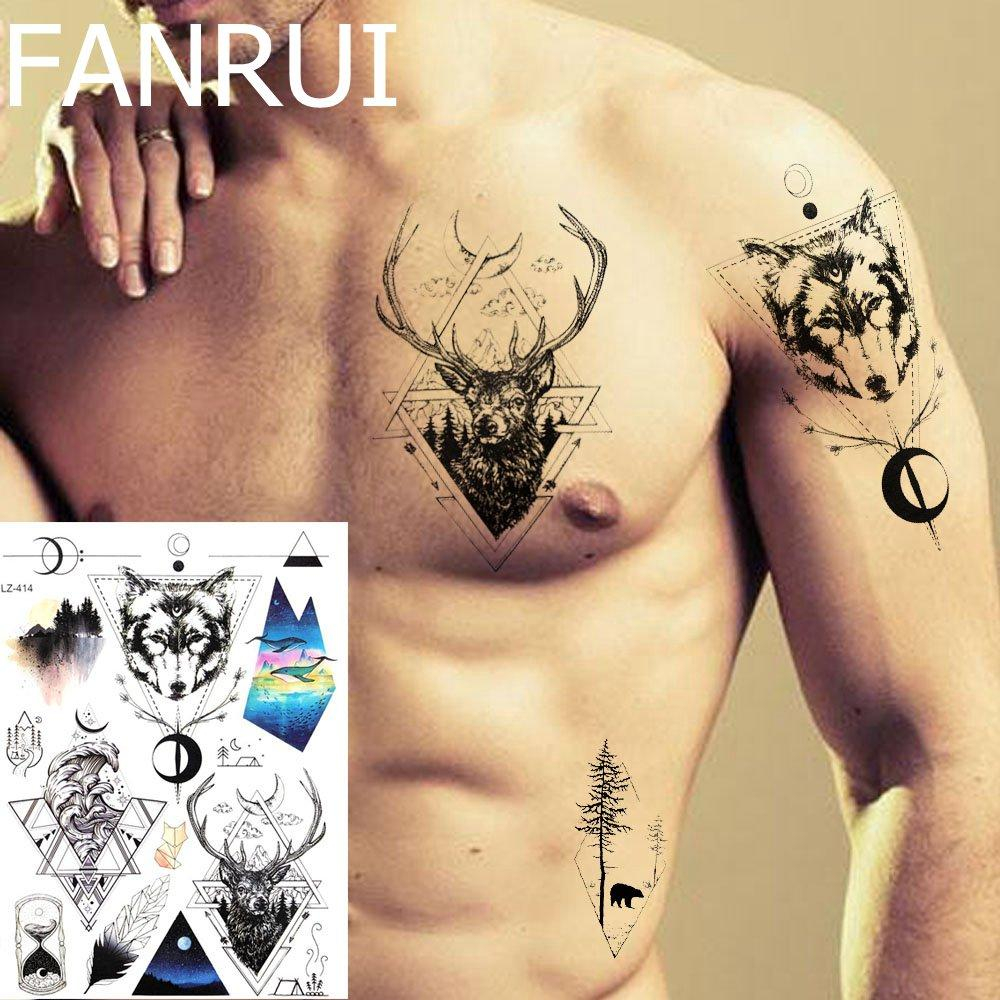 Temporary Tattoo Stickers Men Chest Deer Totem Water Transfer Tatoos throughout sizing 1000 X 1000