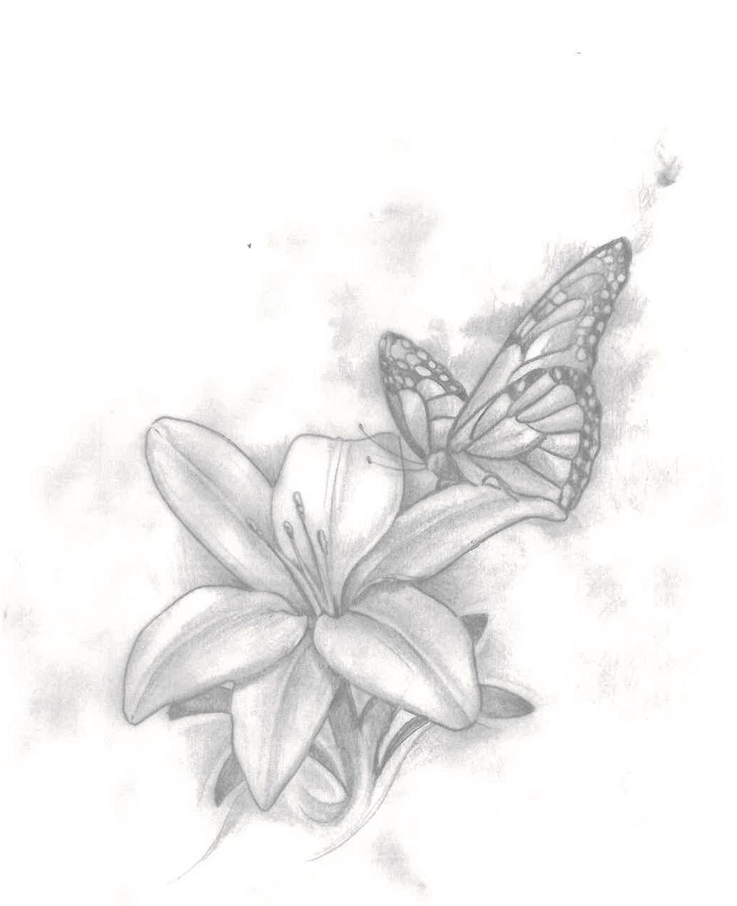 The Sketch Of My Butterfly And Lily Tattoo Tattoo Blackandgrey for proportions 1041 X 1281