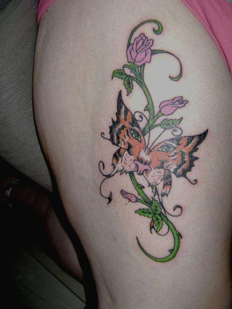 Tiger Butterfly Tattoo With Flowers Tattoos Book 65000 Tattoos throughout size 800 X 1067