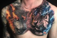 Tiger Vs Wolf Chest Best Tattoo Design Ideas pertaining to dimensions 1075 X 1060