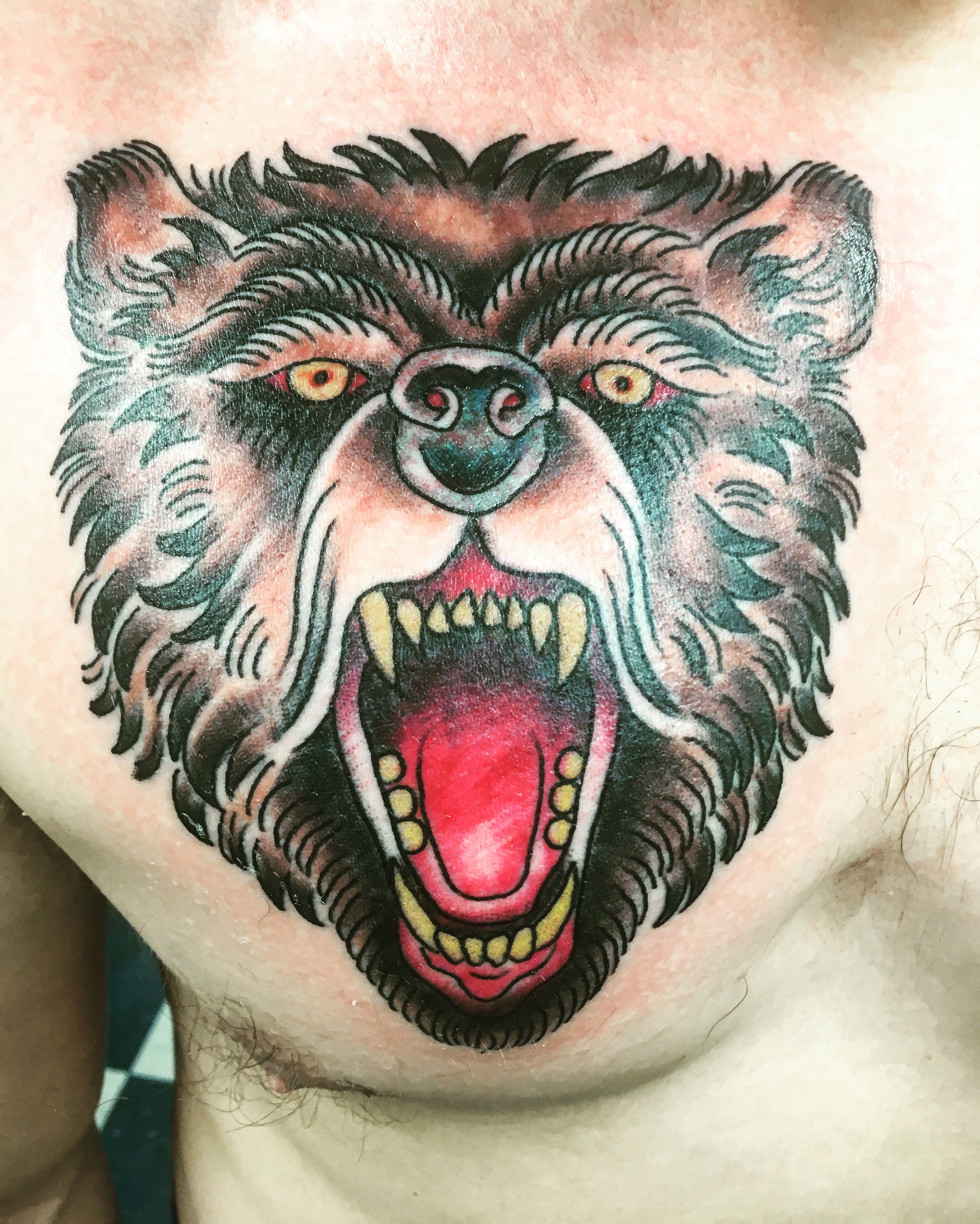 Traditional Bear Chest Tattoo Tattoo Tattoos Chest Tattoo Body within measurements 3024 X 3778