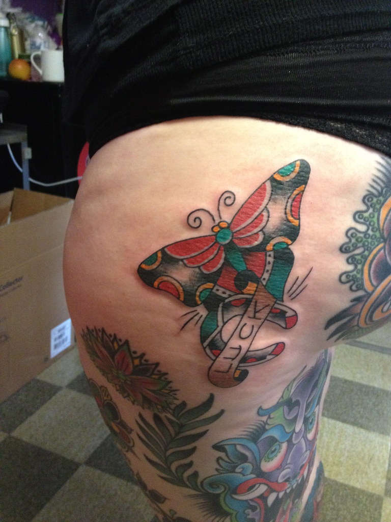 Traditional Butterfly Anchor Tattoo Krooked Ken At Blac Flickr within dimensions 768 X 1024