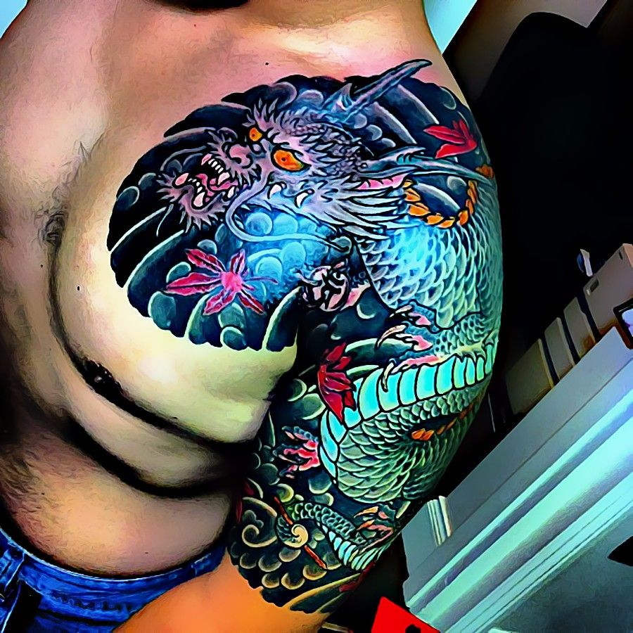 Traditional Japanese Dragon Tatoo On Shoulder Tattoo Designs inside proportions 900 X 900